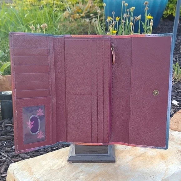 Anuschka London Sunset Handpainted  Leather Wallet - Picture 3 of 12